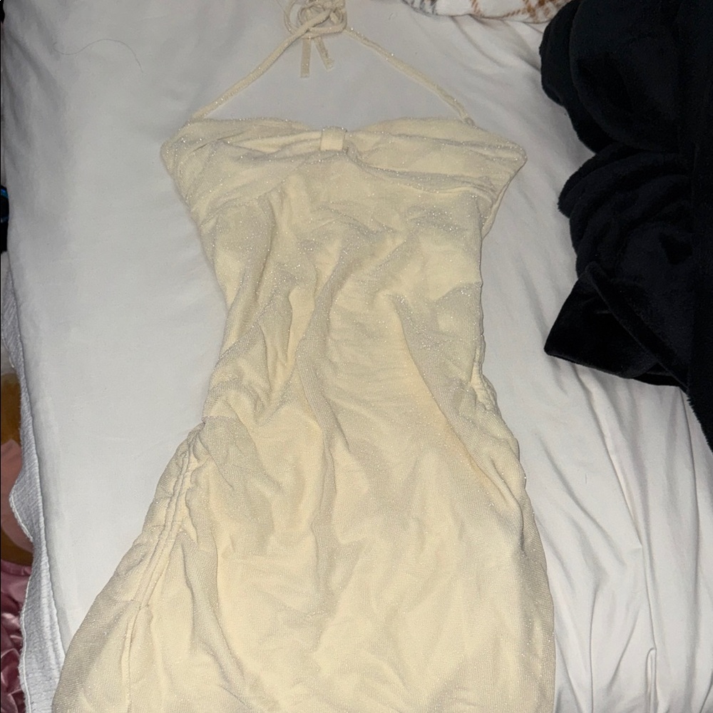Elegant Cream Halter Dress